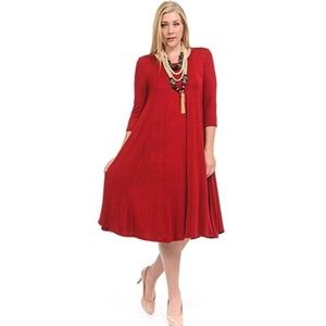 A-Line Trapeze Midi Dress